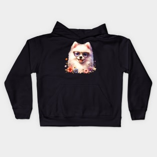 American Eskimo Dog Floral Kids Hoodie